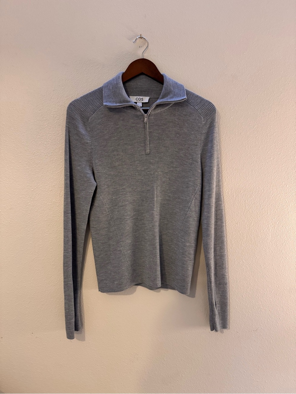 COS Women’s Gray Quarter-Zip Knit Sweater